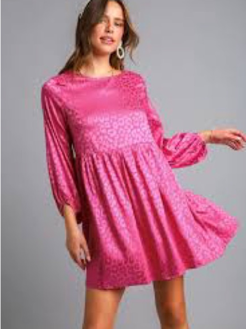 New With Tags Umgee Hot Pink Leopard Print Silky Mini Dress Size M